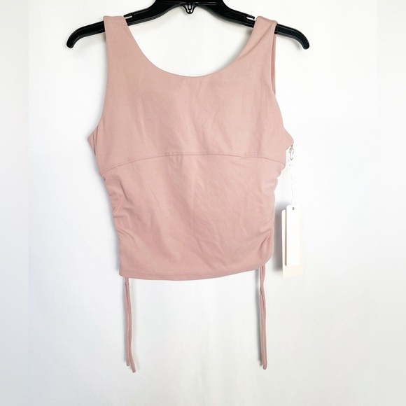 NWT Love Tree Ruched Scrunched Side Tie Mauve Pink Scoop Crop Top - Picture 3 of 3